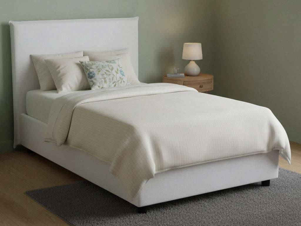 Anissa, Letto Piazza e Mezza Sfoderabile Made in Italy, Bianco