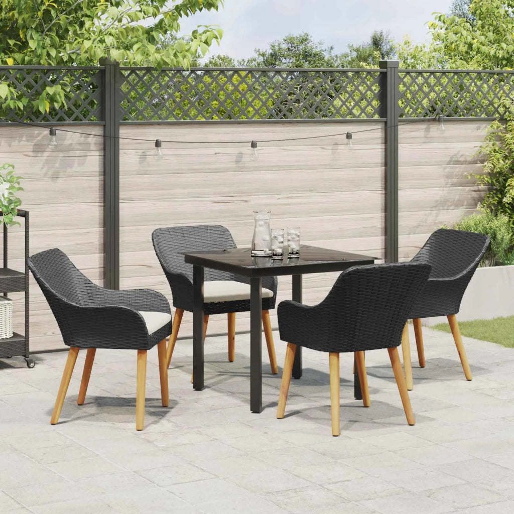 Set da Pranzo per Giardino con cuscino 5 pcs Nero polyrattan 3261671