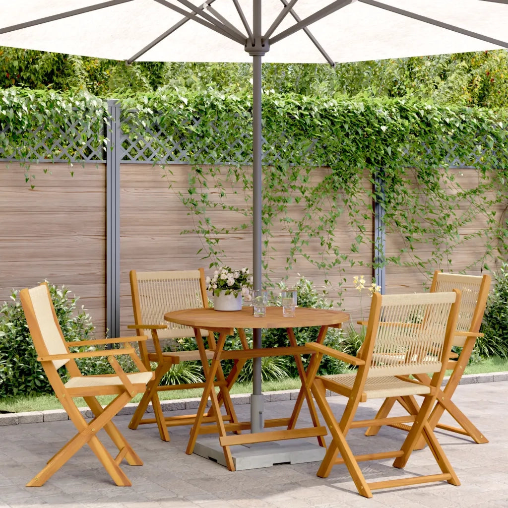 Set Pranzo da Giardino 5 pz Beige Polipropilene/ Legno Massello 3281819