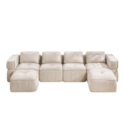Divano modulare senza telaio con seduta profonda schienale ergonomico e base antiscivolo in poliestere beige