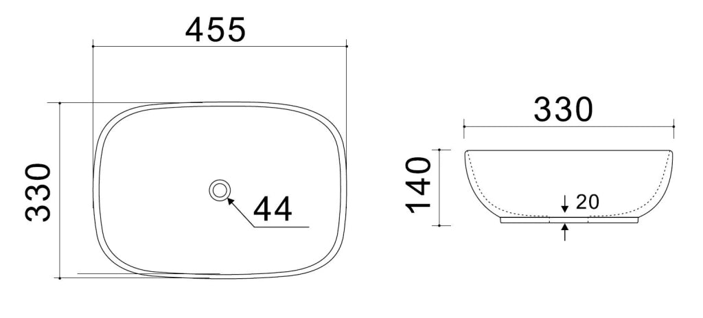 Lavabo da appoggio LINPH LA70 45,5 x 33 cm bianco
