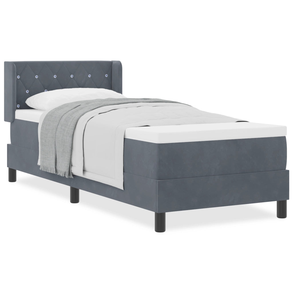 Letto Box Spring con Materasso Grigio Scuro 80x200 cm in Velluto