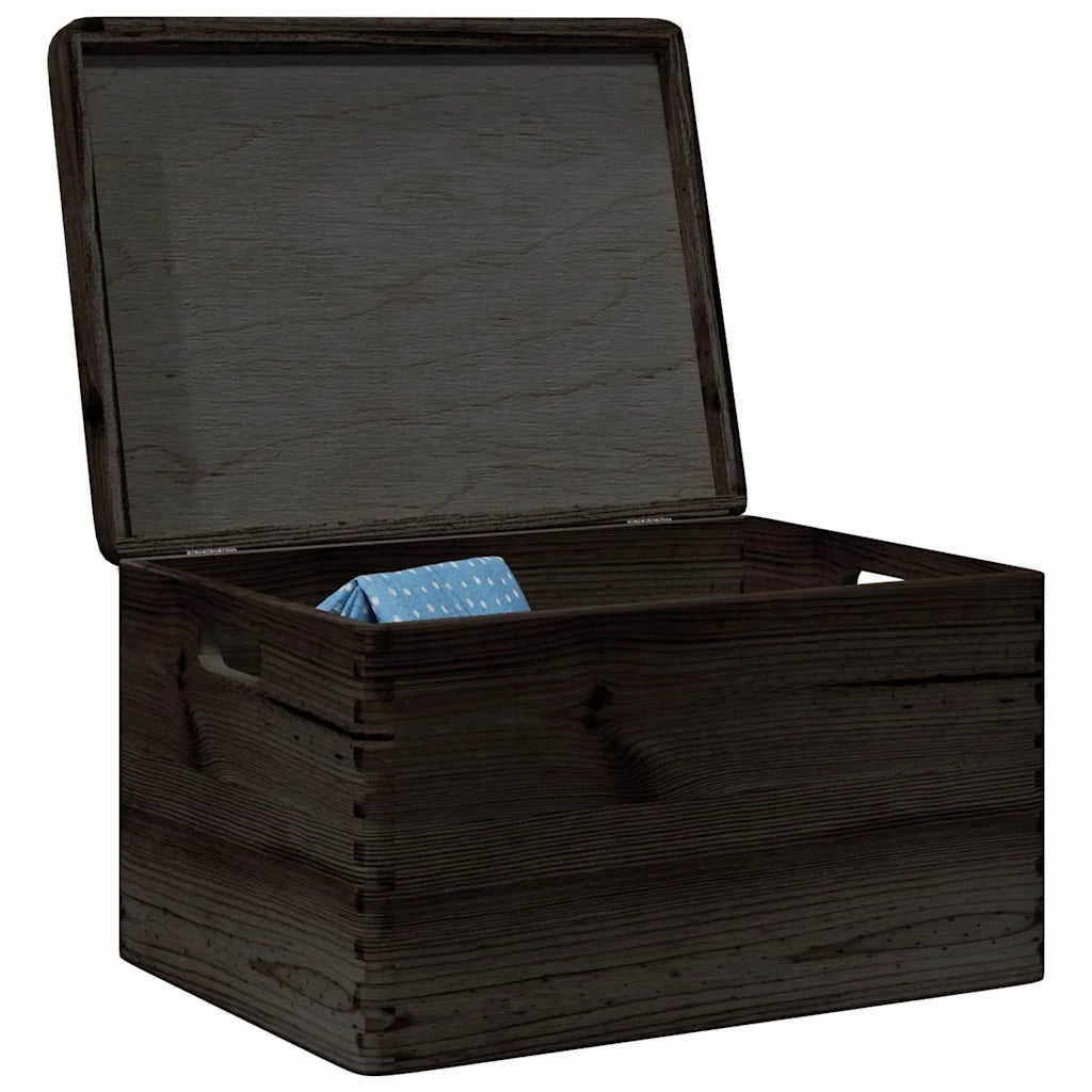 Scatola in Legno Coperchio&Manici Nera 40x30x23cm Legno di Pino 4017398
