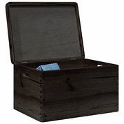 Scatola in Legno Coperchio&Manici Nera 40x30x23cm Legno di Pino 4017398