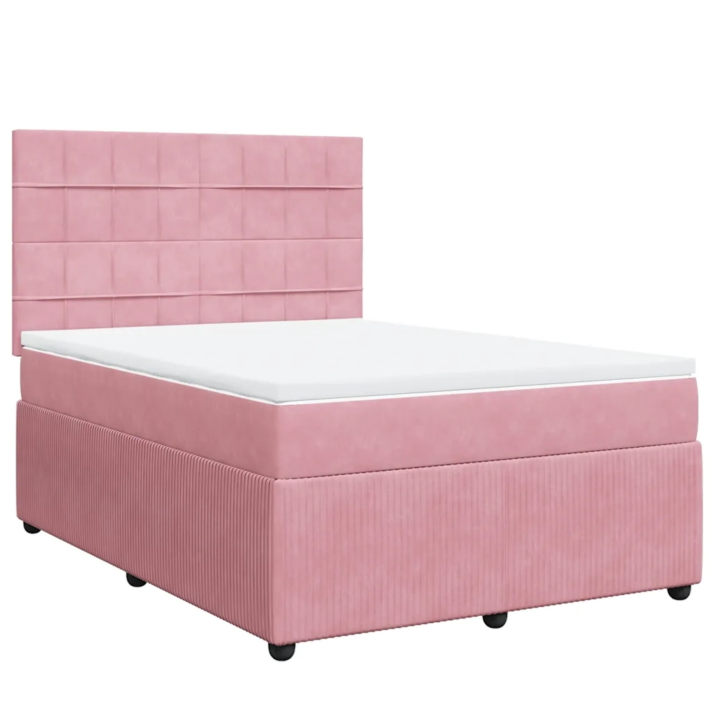 vidaXL Giroletto a Molle con Materasso Rosa 140x200 cm in Velluto