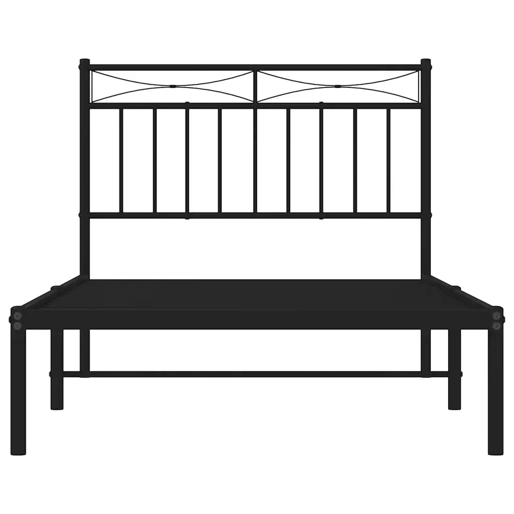 Giroletto con Testiera in Metallo Nero 100x190 cm