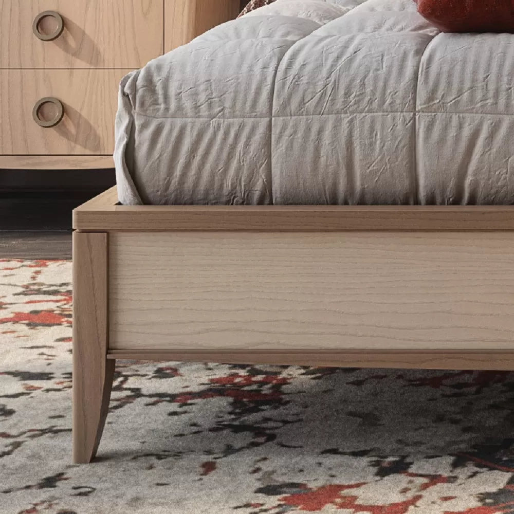 Letto matrimoniale legno testata trapuntata beige  l.184 p.210 h.121 - Mobili 2G