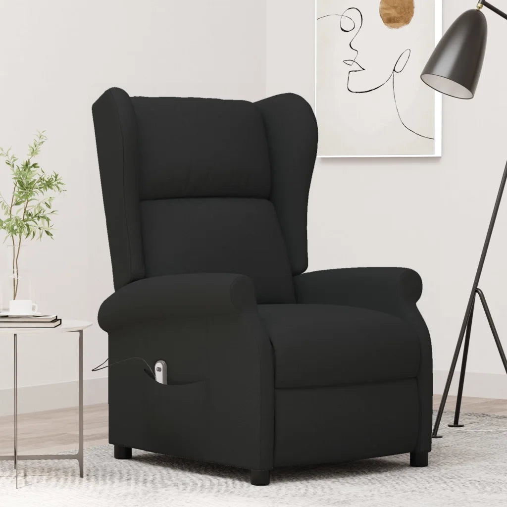 Poltrona ad Ala Reclinabile Elettrica Nera in Tessuto 3098321