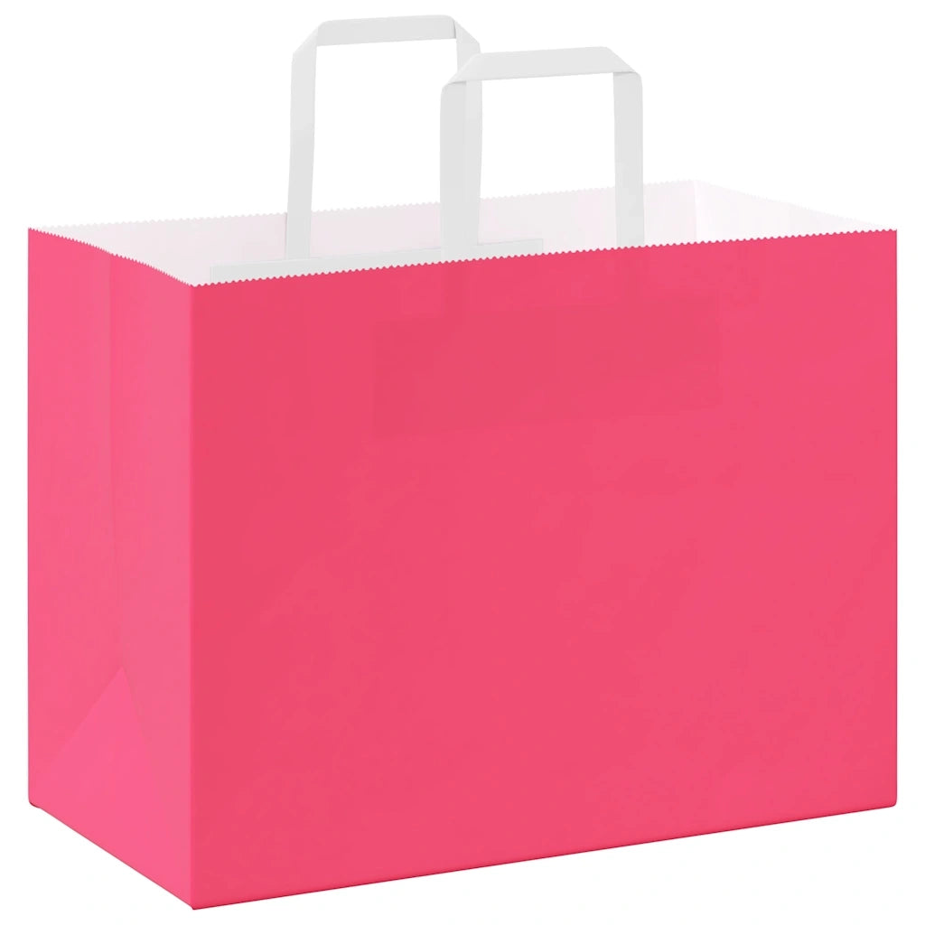 Sacchetti di Carta 250 pz con Manici Rosa 32x17x25 cm 4101901