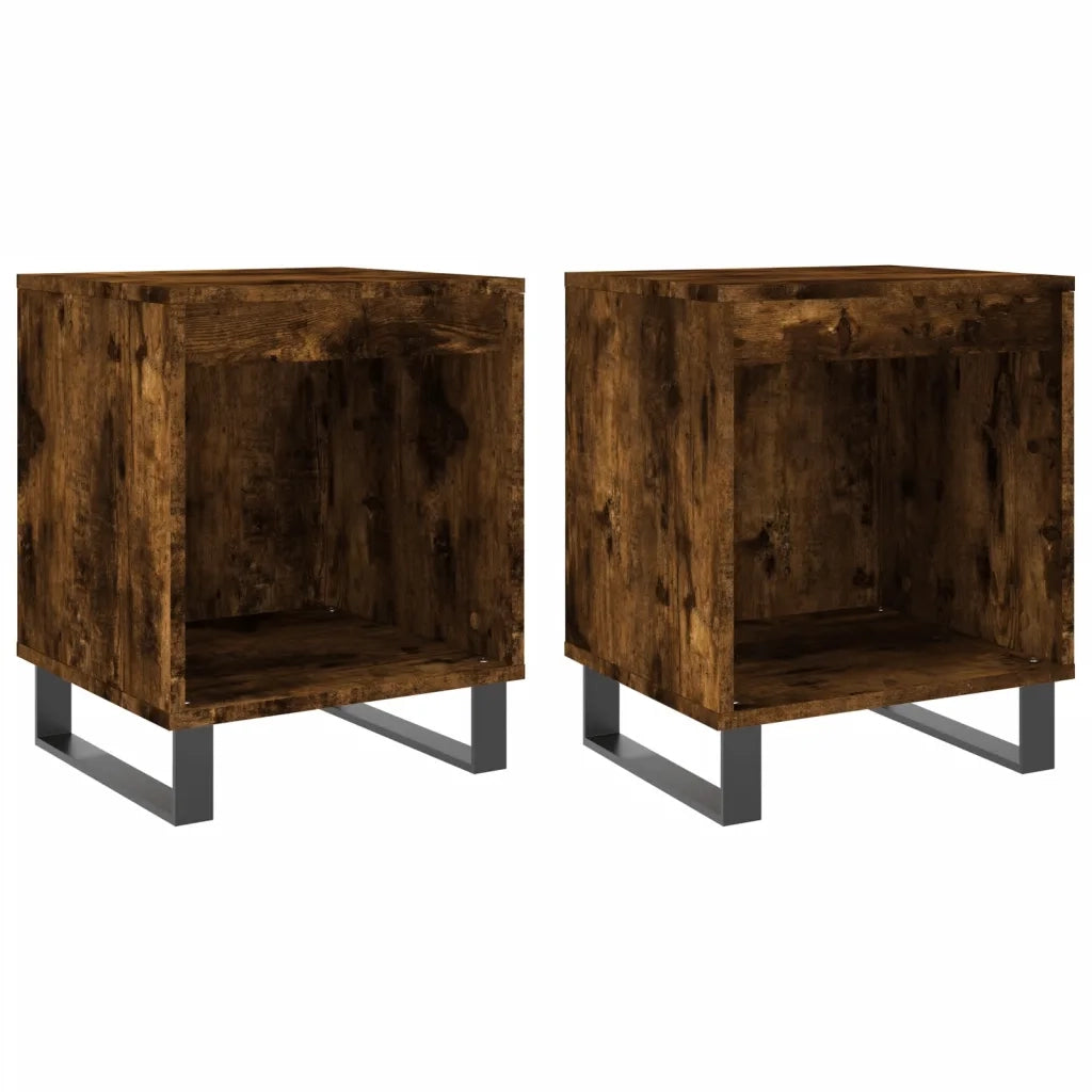 Comodini 2pz-Set di 2 Tavolino da notte Rovere Fumo 40x35x50 cm in Legno Multistrato 932460