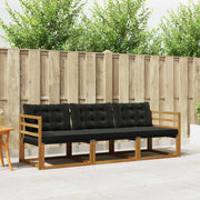 Set di divani da esterno con cuscino 3 pcs Naturale e Nero