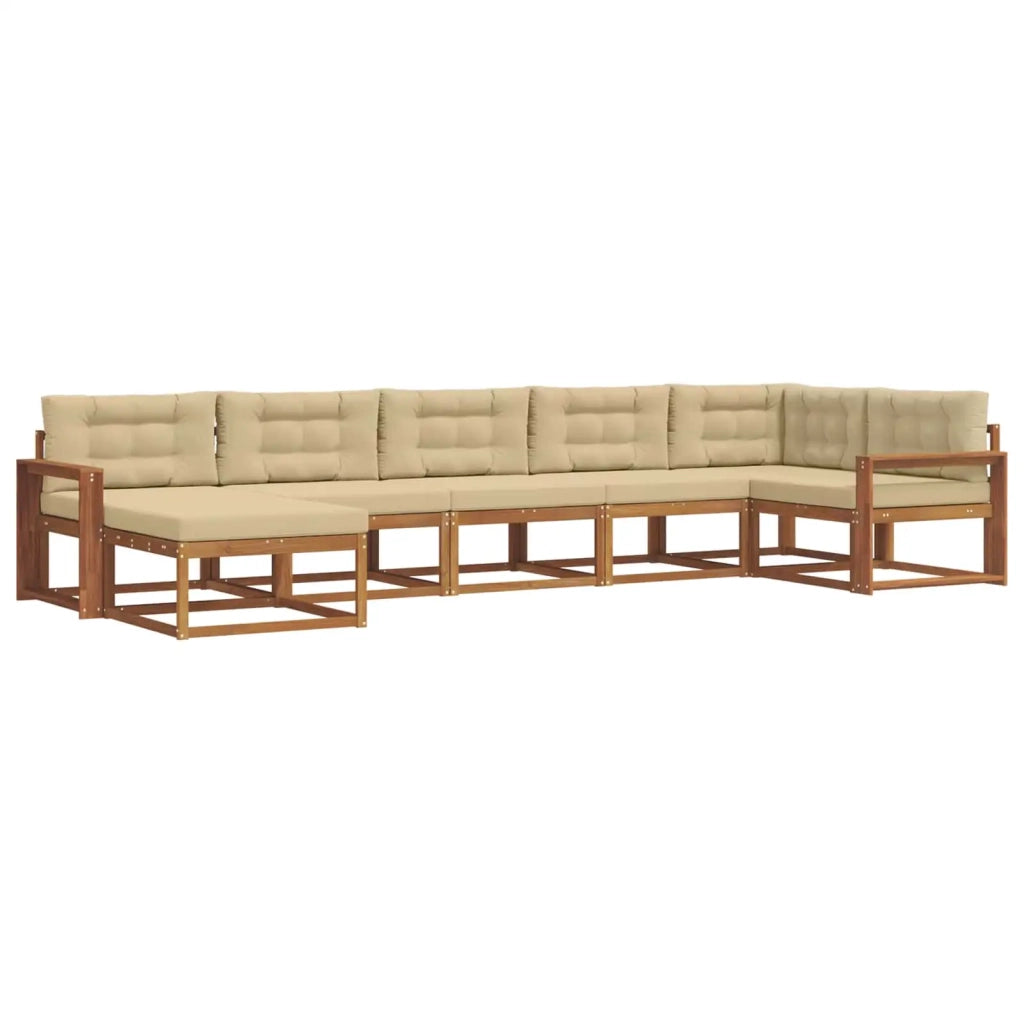 Set di divani da esterno con cuscino 7 pcs Naturale e Beige 3367901