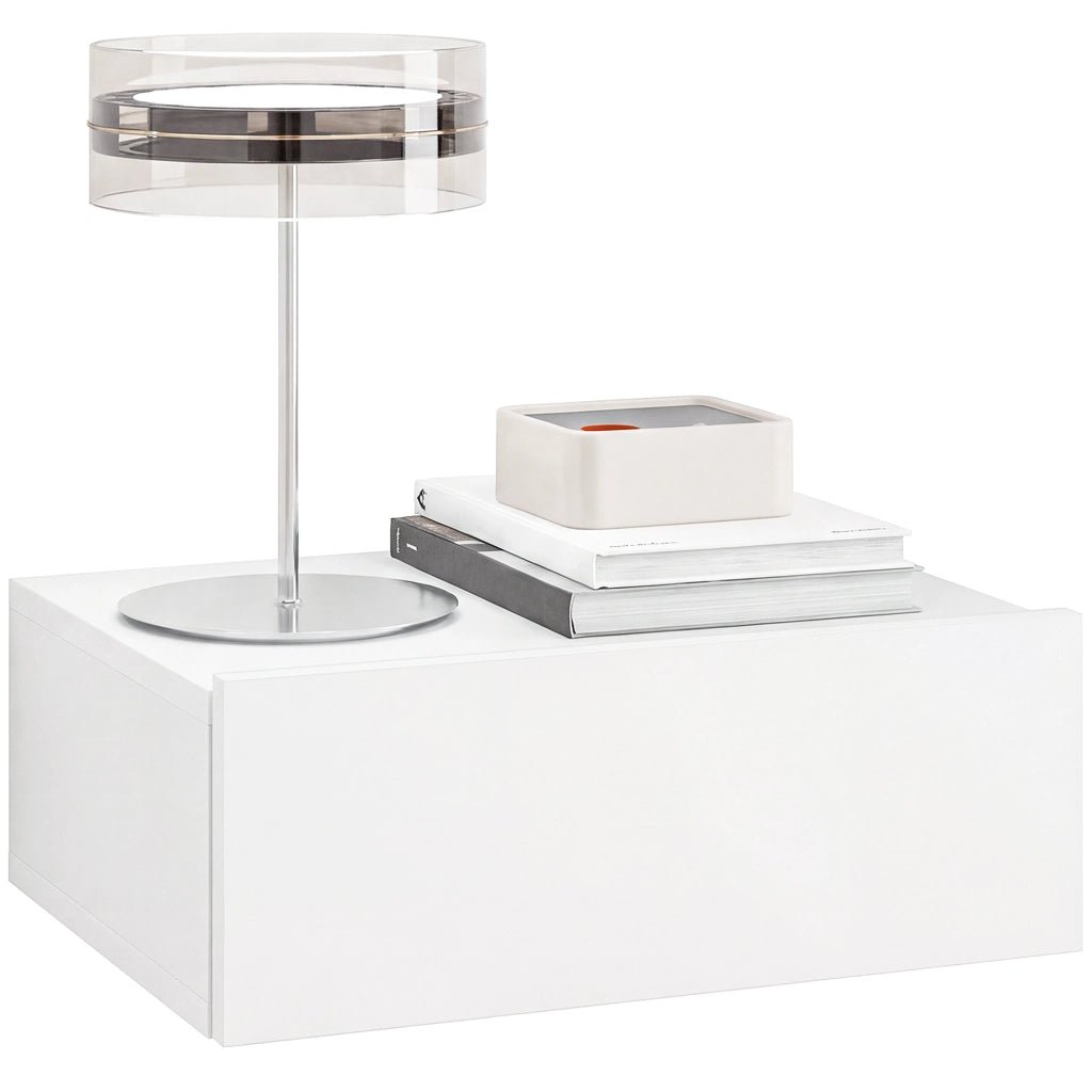 Comodino Sospeso Moderno con Cassetto ¨C zephmum ¨C Legno Bianco 40x30x15 cm