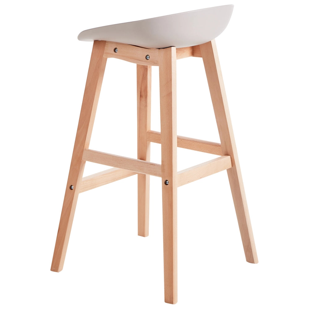 Set di 2 sgabelli da bar in legno chiaro e plastica color tortora 85 cm Sedia da banco