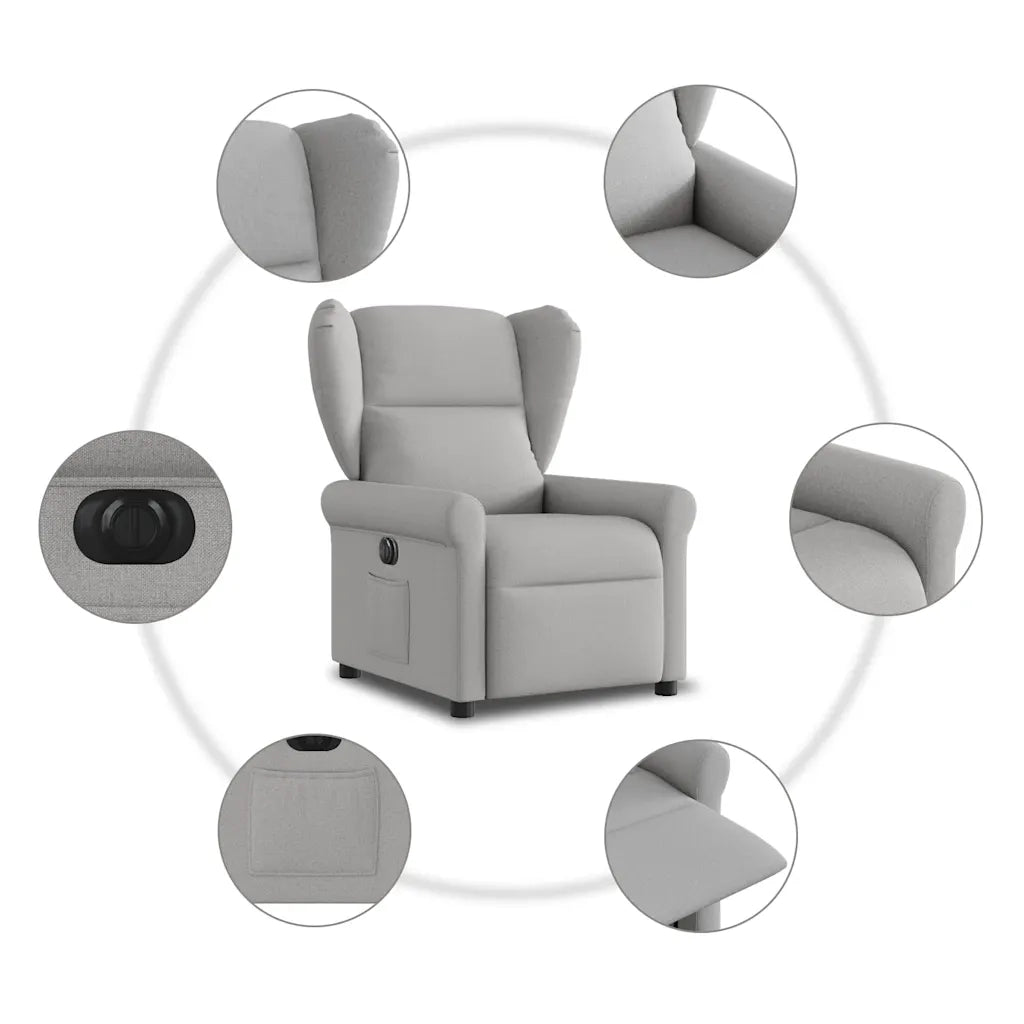 Poltrona Elettrica Reclinabile Grigio Nuvola in Tessuto 3303363