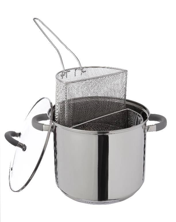 Pentola Bipasta Cuociscola anche Induzione con Coperchio in Vetro 24 cm