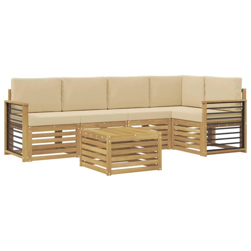 Set di divani da esterno 6 pcs Bianco e Beige 59 x 59 x 37 cm