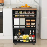 Carrello Portaoggetti Salvaspazio 50x16x80 cm per Cucina Bagno con Ruote Nero