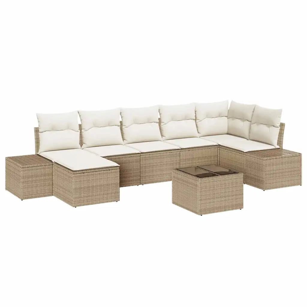 Set Divano da Giardino con cuscino 8 pcs Beige polyrattan 3347161