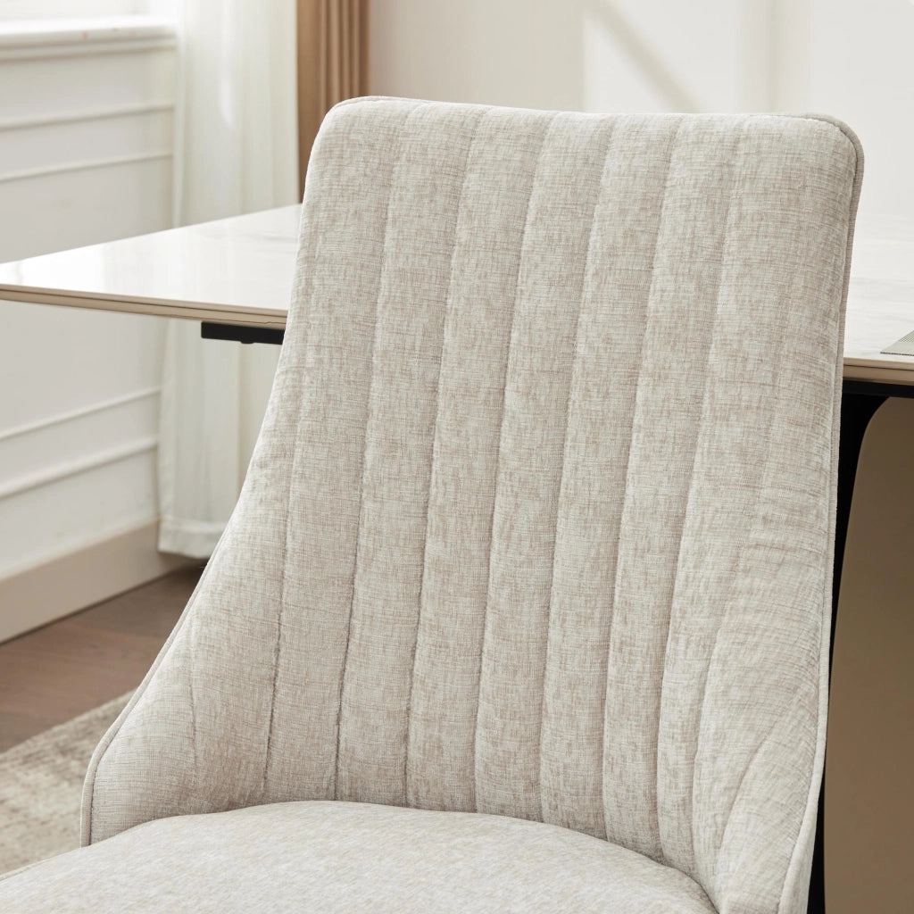 Sedie da Pranzo Imbottite in Tessuto Velluto ¨C MINIMAL ¨C Gambe Dorate, Beige, Set di 2
