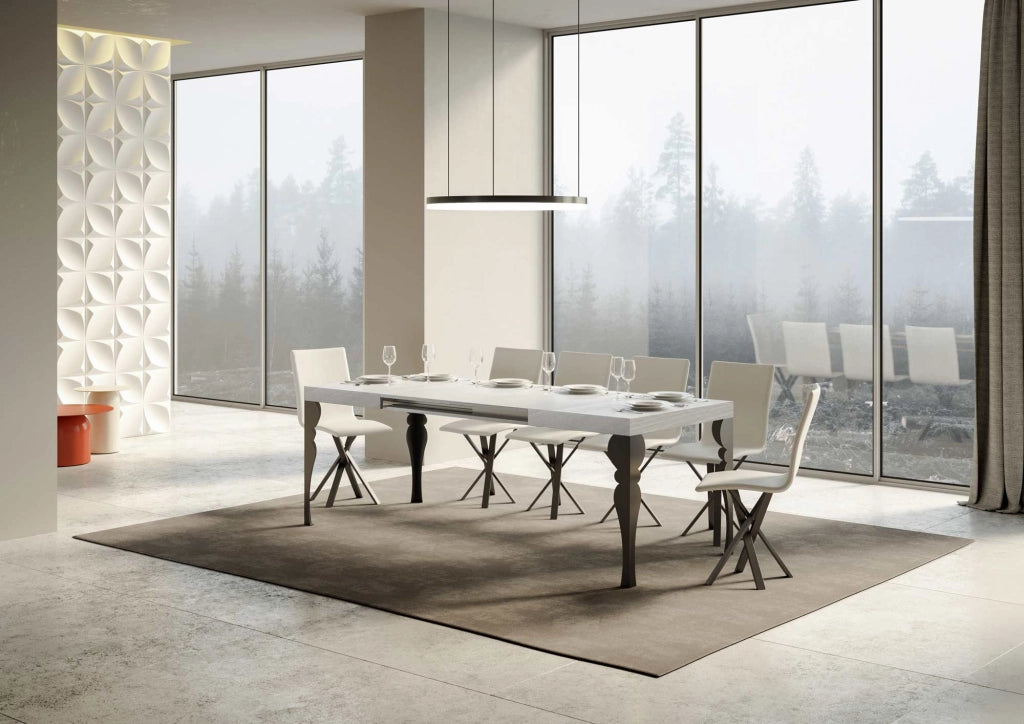 Tavolo Allungabile 120-224x90x77 cm Paxon Bianco Frassino Telaio Antracite