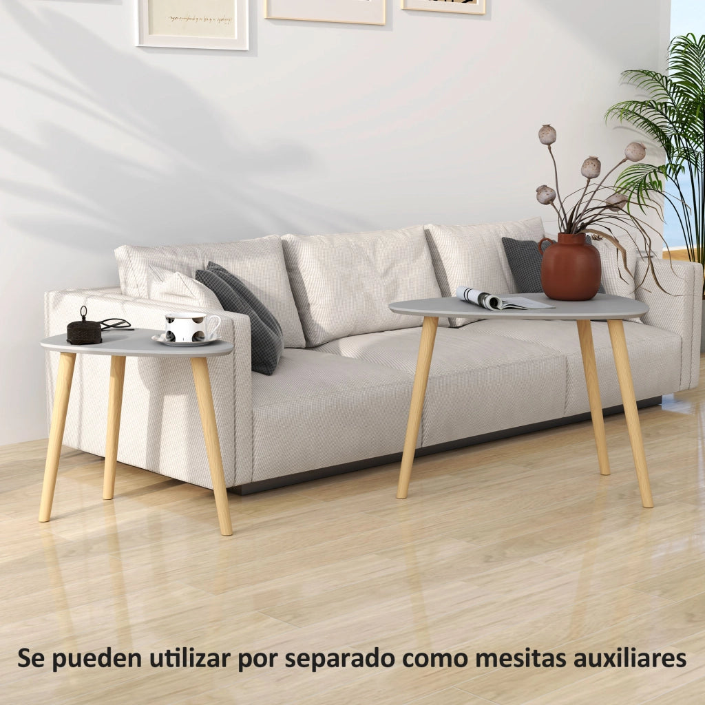 Tavolini nido ¨C zephmum ¨C 59.5x39.5x45 cm e 44.5x28.5x40 cm grigio e naturale legno