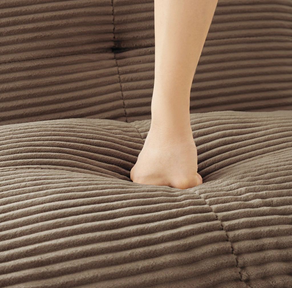Divano modulare boneless in corduroy 382x177x69 cm marrone