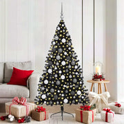 Albero di Natale artificiale con luci integrate Nero 180 cm PVC