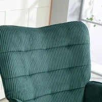 Poltrona Dondolo, Base in Faggio, Imbottitura Spessa, fino a 120 kg, Verde Scuro