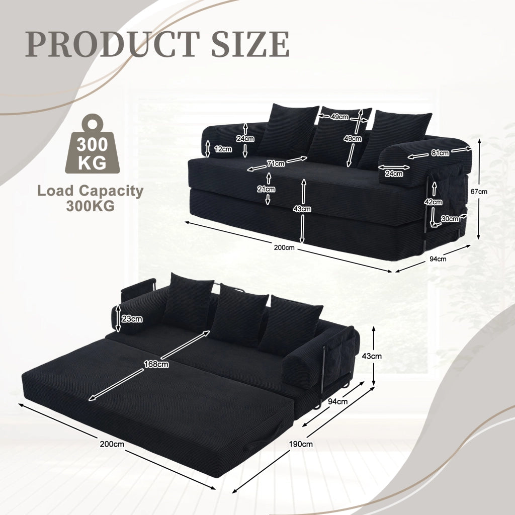 Divano Modulare con Struttura in Metallo e Cuscini ¨C MINIMAL ¨C Nero, Tessuto