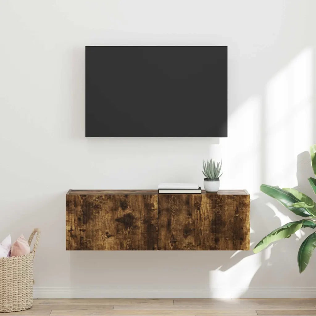 Mobile TV da parete Rovere fumé 98 x 31 x 29,5 cm