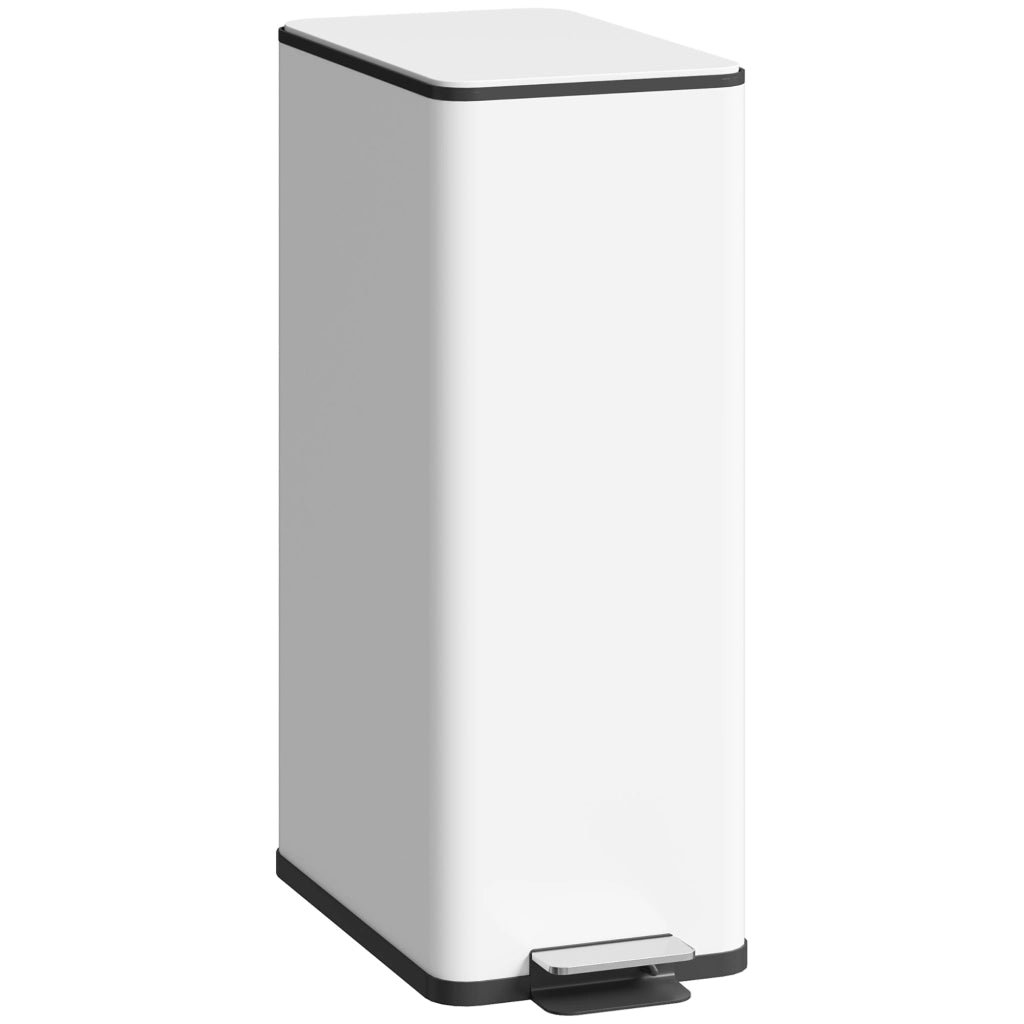 Bidone della spazzatura 20L ¨C zephmum ¨C Bianco, Acciaio inossidabile, Coperchio a chiusura morbida