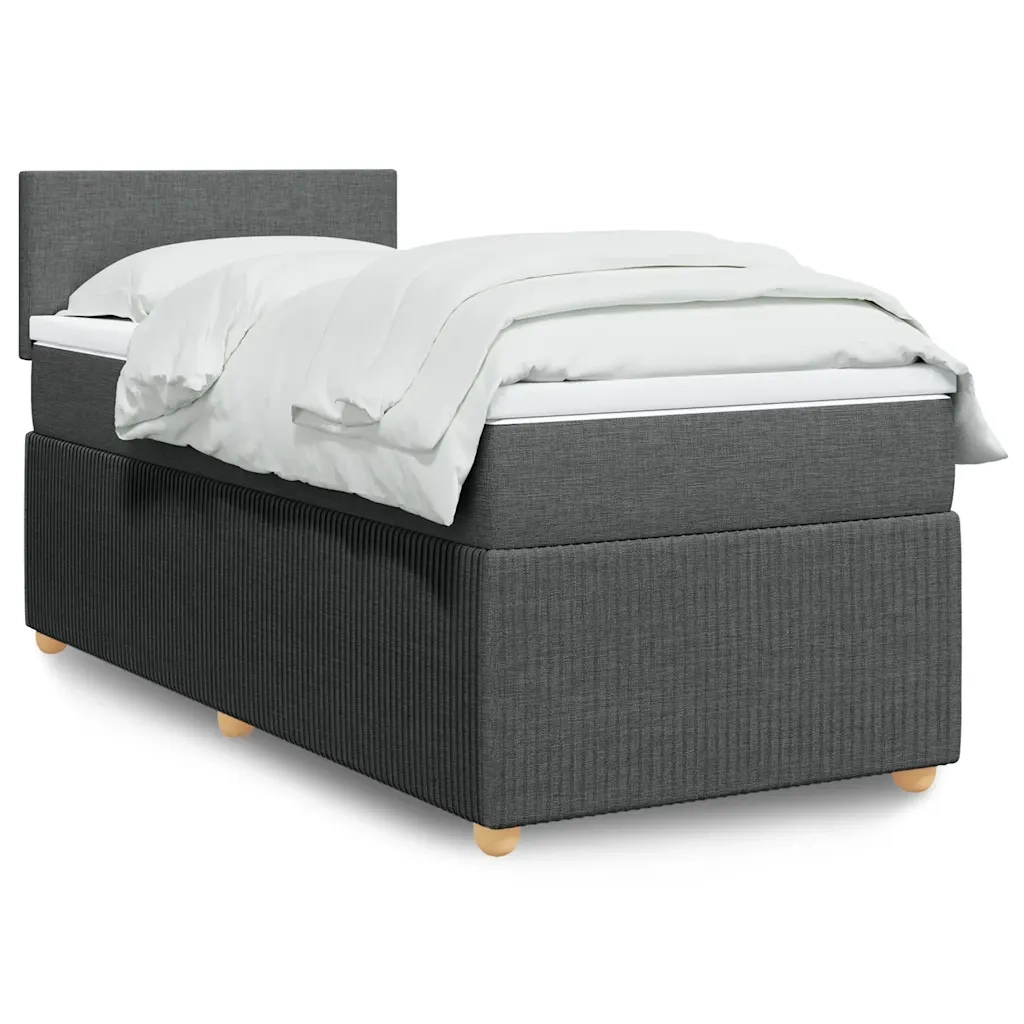 vidaXL Giroletto a Molle con Materasso Grigio Scuro 90x190 cm Tessuto