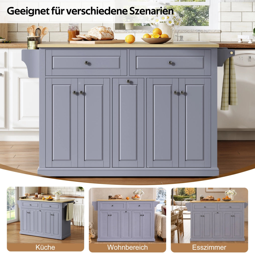ISOLA DA CUCINA con piano ribaltabile 121x49(69)x89 cm MDF Naturale/Grigio