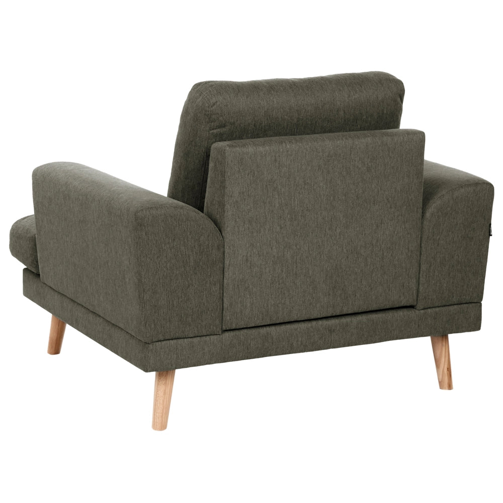 Set da salotto a 4 posti con divano in tessuto e poltrona braccioli svasati in stile moderno verde