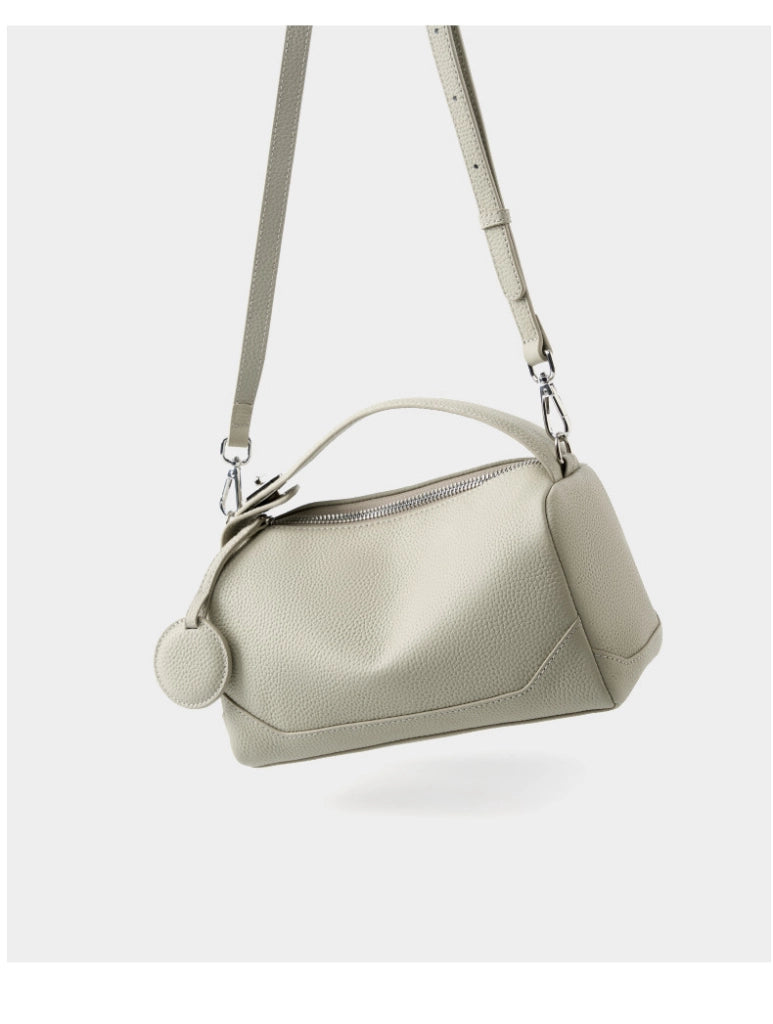 Borsa a tracolla da donna in vera pelle beige