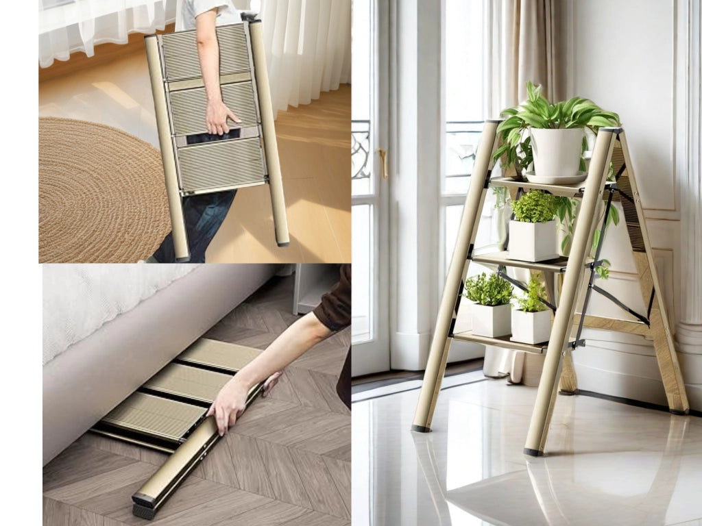 Scaletta Pieghevole 3 Gradini Antiscivolo Portatile ¨C MINIMAL ¨C Leggera, Portata 150 kg