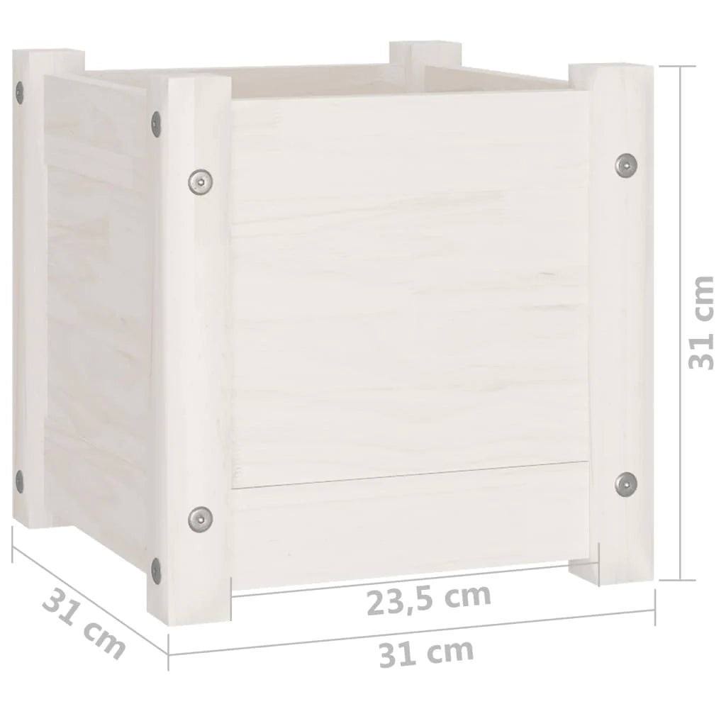 Fioriera aiuola rialzata fioriera aiuola giardino da esterno terrazza 31 x 31 x 31 cm legno di pino massiccio bianco 02_0038539