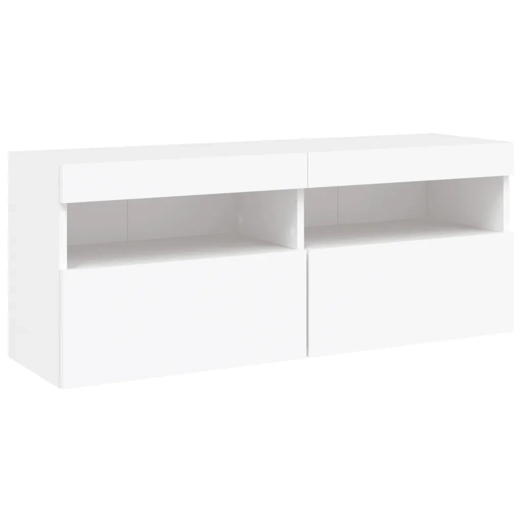 Mobile TV a Parete con Luci LED-Mobile TV a Muro Bianco 100x30x40 cm