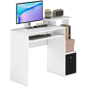 Scrivania Moderna con Cassetto e Ripiano Tastiera ¨C Zephmum ¨C Bianco e Nero 100x40x86.6cm
