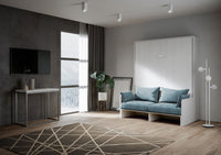 Letto Matrimoniale A Scomparsa 160 Kentaro Con Divano Bianco Frassino e Azzurro