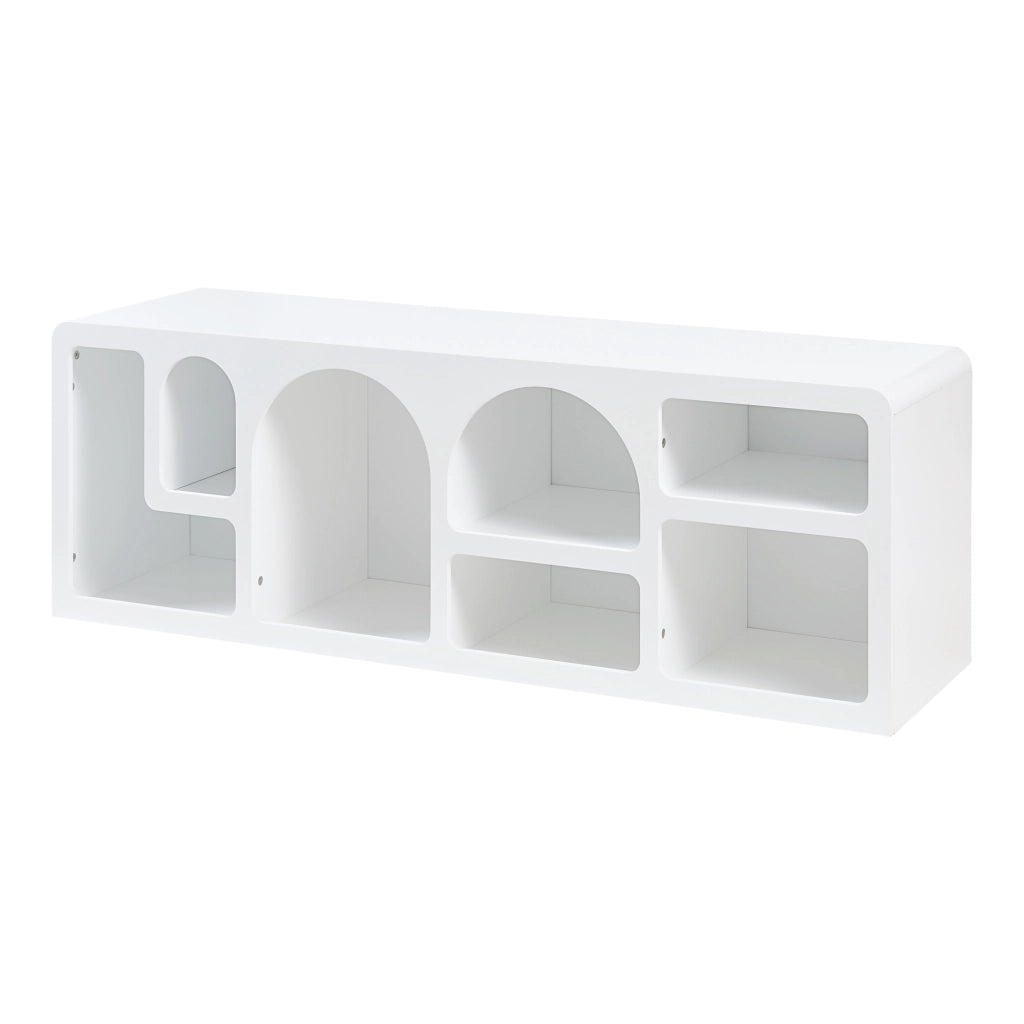 Mobile TV Vågå con 7 Scomparti Geometrici 140x40x48 cm Bianco [en.casa]