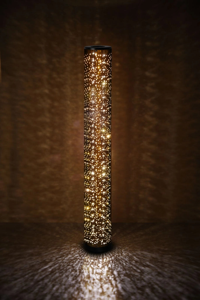 TACO PIANTANA LED 8W 800lm, 3000K TESSUTO FORATO NERO E ORO H.103CM