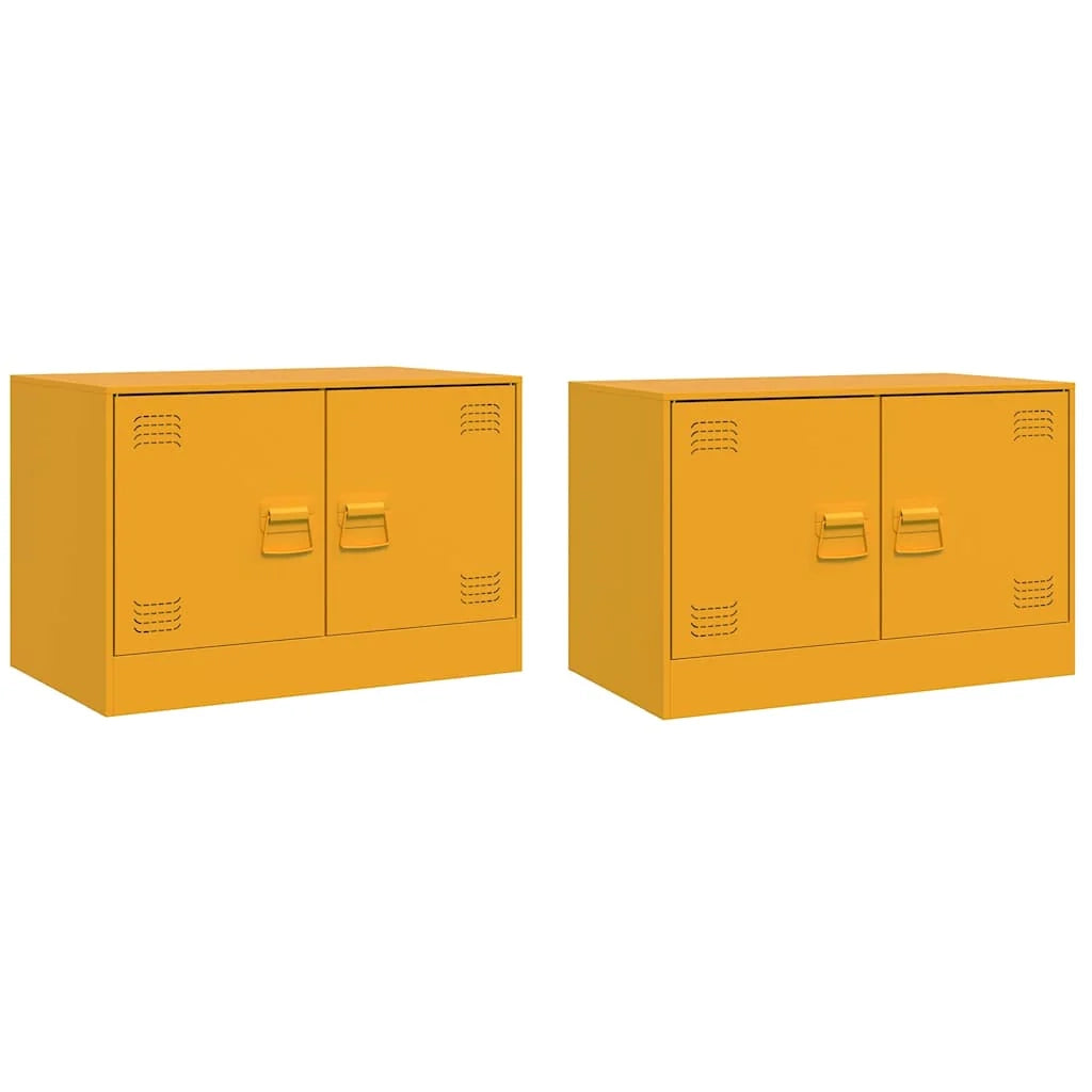 Mobile TV multimediale scaffale TV credenza mobile TV sala da pranzo soggiorno camera da letto 2 pezzi giallo senape 67 x 39 x 44 cm acciaio giallo 02_0028630