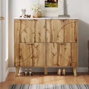 Scarpiera con Ante a Ribalta in Legno ¨C MINIMAL ¨C Piano Marmo, Gambe Massello, 4 Ante