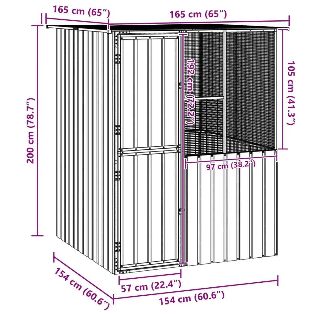 Gabbia per uccelli Antracite 165 x 165 x 200 cm Acciaio zincato 3325168