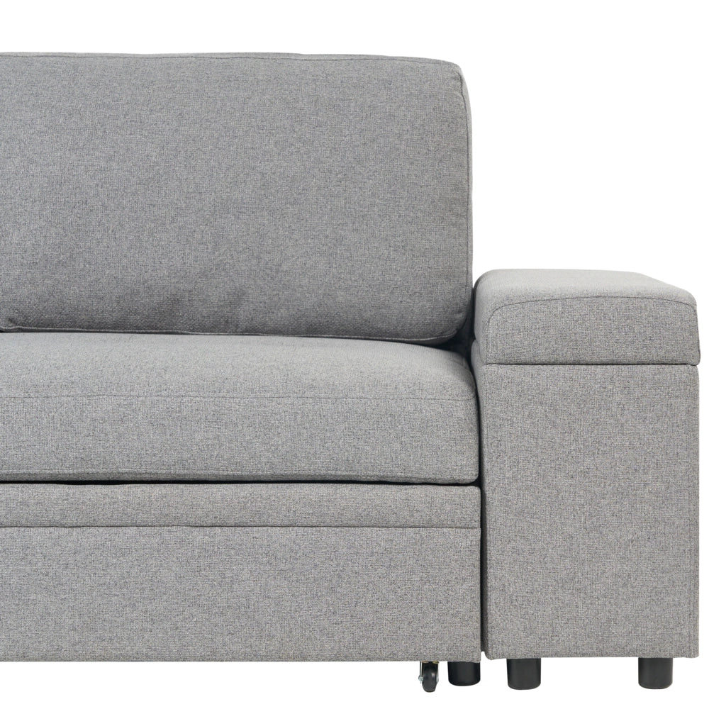 Divano letto angolare Grigio in tessuto imbottito Orientamento a destra con letto contenitore