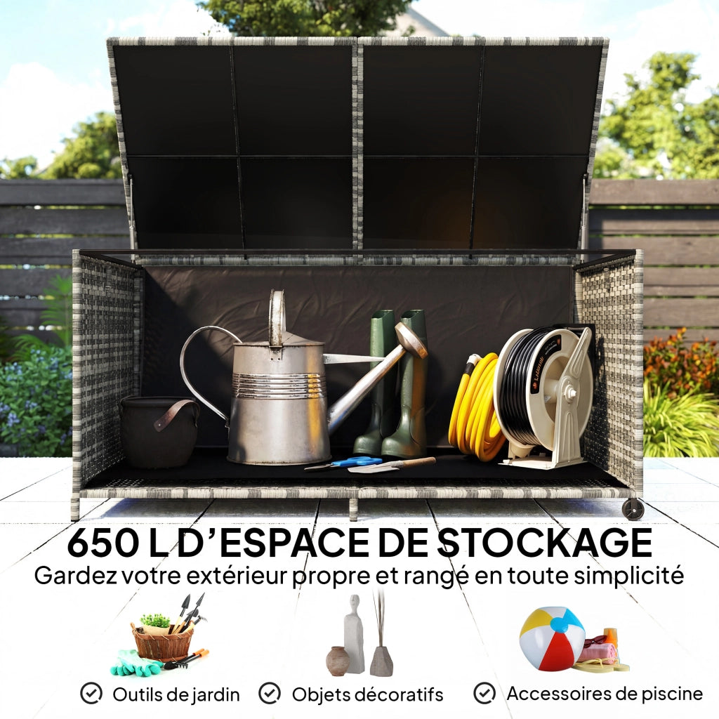 Cassa da giardino in resina ¨C zephmum ¨C 650 L, impermeabile, con fodera a zip