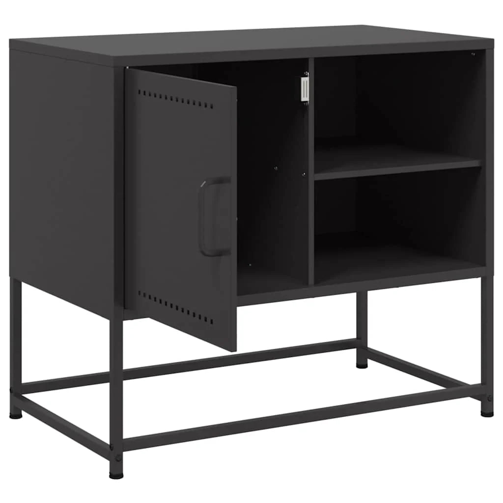 Mobile TV multimediale mensola TV credenza TV adatto per sala da pranzo soggiorno camera da letto 68 x 39 x 60,5 cm acciaio nero 02_0026163