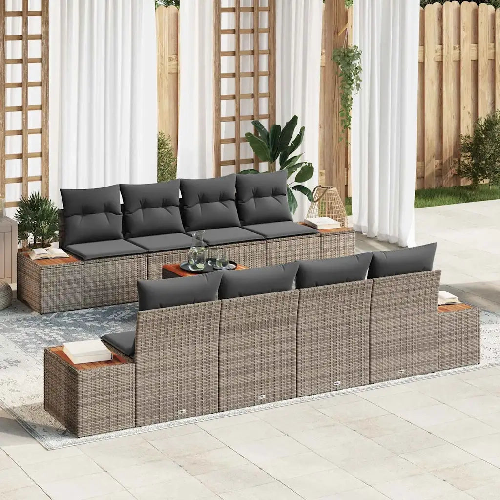 Set Divano da Giardino con cuscino 9 pcs Grigio Poly Rattan 3348050